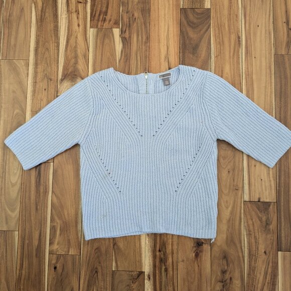 Light blue cropped fitted sweater - Picture 1 of 4